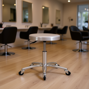 Homeera Roller <b>Stool</b> Stainless Steel 4 Wheel <b>Adjustable</b> <b>Height</b> Salon Furniture Commercial Use Minimalist Design - Product Image 2