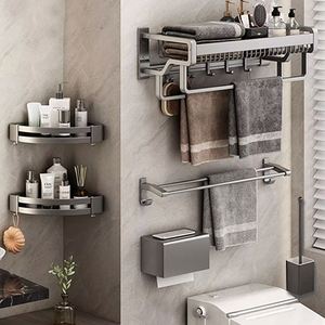 Lowest Price <b>Bathroom</b> Bath Towel Holder Bar Towels Set <b>Bathroom</b> Paper Towel Rack Shelf - Product Image 6