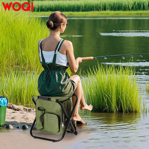 Sac à dos WOQI avec chaise de pêche et glacière, tabouret pliable, cadeaux de pêche et de chasse pour hommes, extérieur, camping, peinture, barbecue - Product Image 4