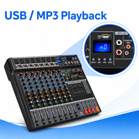 Console de mixage audio V8-USB 8 canaux, 24 effets DSP, égaliseur graphique 7 bandes, USB Bluetooth pour studio, scène, diffusion en direct