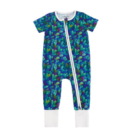 Barboteuse pour bébé en coton et bambou Zipsuit pour bébé Combinaison de nuit personnalisée avec fermeture éclair Pyjama grenouillère pour nouveau-né Vêtements en bambou