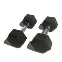 Haltères hexagonaux en fonte de 10 kg, noirs, pour entraînement de force, avec ensemble d'haltères réglables recouverts de caoutchouc, vente en gros