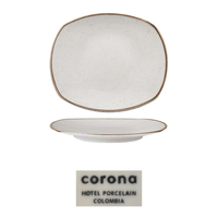 Assiette plate beige artisanale 25,7 × 22,7 cm rectangulaire Corona Pp1605722612