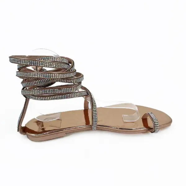 Milan New design quality guaranteed Roman Style Rhinestone Straps flat women sandals