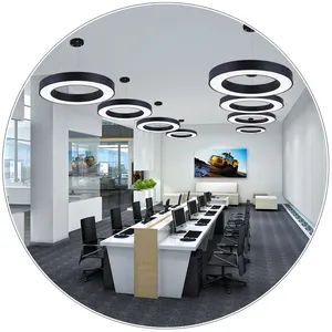 Plafonnier intérieur noir à profil annulaire rond moderne, luminaire de plafond à intensité réglable pour la maison, le salon, la chambre à coucher, le Restaurant