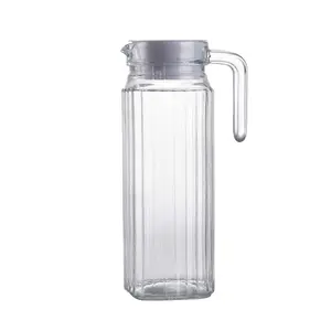 Оптовая продажа стеклянный кувшин для воды стеклянный 1,1 L стеклянный кувшин с пластиковой крышкой