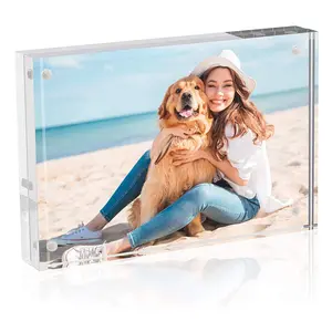 6x4 Whole Sale Clear Transparent Horizontal Magnet Double Sided Acrylic Block Photo Frame