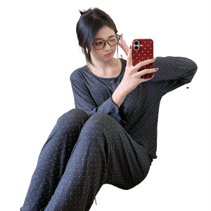 Ensemble de pyjama décontracté en modal pour femmes, nouvelle collection printemps/été, manches longues - Product Image 1