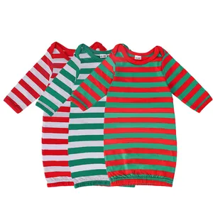 2023 크리스마스 아기 잠옷 빨간색과 녹색 줄무늬 아기 가운 어린이 크리스마스 잠옷