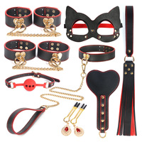 Ceinture de luxe portable, kit érotique en cuir véritable de 8 pièces, jouet sexuel japonais, kit de bondage fétiche, ensemble de retenue pour couples, anneau en D en fer
