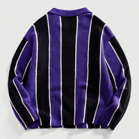 Pull tricoté personnalisé pour homme, 100 % coton, rayé, col en V, style vintage, avec logo personnalisé, OEM, ODM, vente en gros, faible MOQ