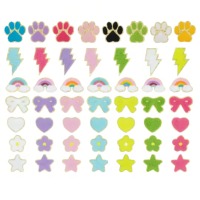 Patchs brodés pour vêtements, patchs en chenille 5,5 cm, lettres, fleurs arc-en-ciel et nœuds, patchs brodés autocollants pour vêtements