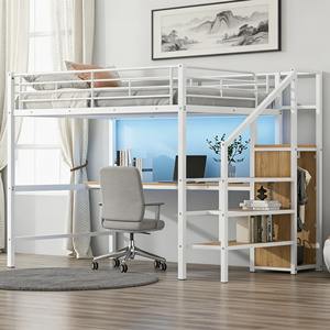 Metal Loft <strong>Bed</strong> for Dormitory Apartment Heavy Duty <strong>Bunk</strong> <strong>Bed</strong> <strong>with</strong> <strong>Desk</strong> OEM Custom Project Furniture - Product Image 4