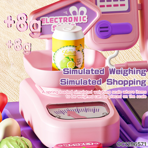 Caisse enregistreuse miniature en plastique pour supermarché, jouet alimentaire miniature fonctionnant sur piles, avec <span class=keywords><strong>scanner</strong></span>, pour magasin de fruits - Product Image 4