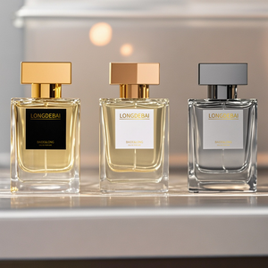 Sang Trọng Của Người Đàn Ông Rỗng Vuông Nước Hoa Chai Rõ Ràng Bơm Phun Uốn 30Ml 50Ml 100Ml Vàng <span class=keywords><strong>Cap</strong></span> Nước Hoa Thủy Tinh Chai Với Hộp Quà Tặng - Product Image 2