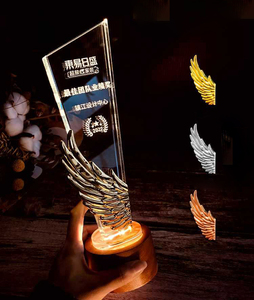 MH-NJ00928 eccellente premio <span class=keywords><strong>di</strong></span> <span class=keywords><strong>vetro</strong></span> trofei in legno massiccio ala K9 cristallo bianco rettangolo personalizzato a LED BaseTrophy Award - Product Image 2