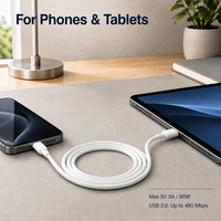 Kabel Data USB-C Tipe-C 3A Pengisian Cepat 480Mbps Transmisi Data Bahan PVC Konduktor Tembaga Murni Ponsel Tablet