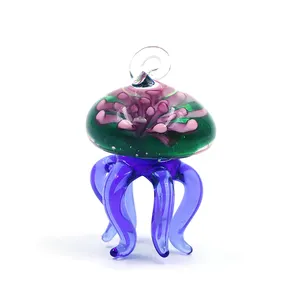 Fait à la main personnalisé Murano Lampwork suspendu fleur en verre pieuvre méduse ornement