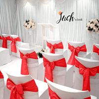 Nœuds de chaise rouges en satin avec attaches pour dossier, fournitures pour la décoration de chaises de fête, de cérémonie et de banquet