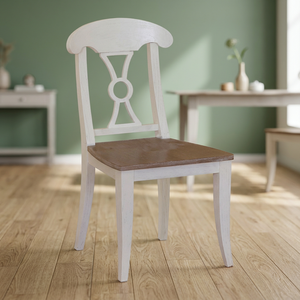 Silla de Comedor de Madera Maciza con Acabado en Laca Blanca, Diseño Antiguo Tradicional y Elegante, Tapicería de Lino, Estable y Duradera, para Apartamento u Hogar - Product Image 1