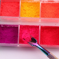 Vente flash Pigment pour nail art Effet dégradé Paillettes colorées Fluorescentes Néon Aurora Poudre Décoration pour nail art