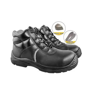 Sepatu bot S3 pria, Zapatos De Lluvia Steel Mill Power Station sol tengah PU-sole sepatu keamanan hitam
