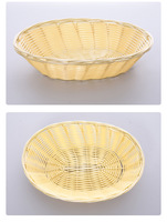 Panier à pain en rotin tressé en plastique, plateau de rangement pour fruits et légumes, panier de présentation pour pâtisseries et en-cas pour la décoration de table de boulangerie ou de cuisine