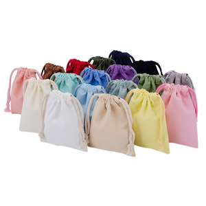 Customizable Logo 100% Cotton <b>Drawstring</b> Pocket Storage Bag for Jewelry Natural Breathable Grain Rings Print Tea Recyclable - Product Image 4