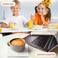 Dessous de verre en céramique imprimés personnalisés et au design minimaliste Ensemble de supports de tasses à thé et à vin en grès absorbant Tapis de table à café blanc Tampons vierges