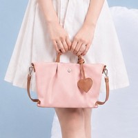 Sac fourre-tout léger en nylon imperméable, style navetteur, inspiré du Japon, sac à bandoulière pour femme avec breloque en forme de cœur et fermeture éclair
