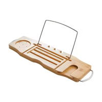 Étagère de douche coulissante pliable en bambou et ABS avec barre de tension, organisateur de salle de bain avec compartiments en métal