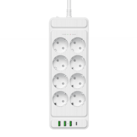 Multiprise avec parasurtenseur 8 ports AC prise EU, 3 USB-A 2.4A,1 USB-C 20W Charge rapide