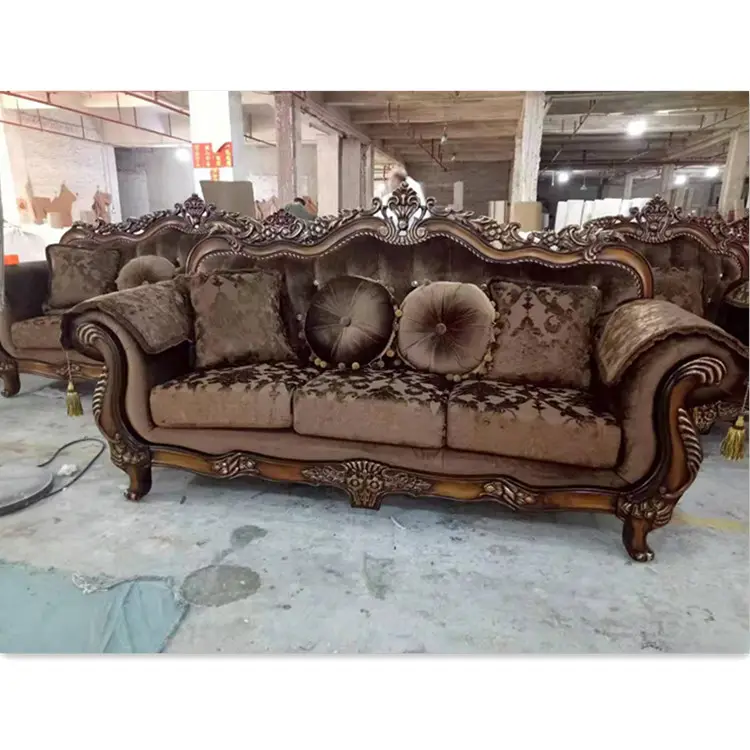 Sofa en bois de meubles américains d'hôtel de style campagnard avec la finition de tissu pour des sofas de salon