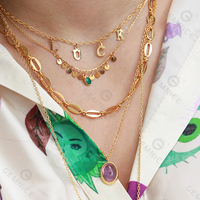 Gemnel Collier en argent 925 doré avec or Pendentif élégant serti d'une pierre naturelle unique pour la grâce de tous les jours