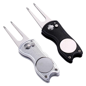 Haute qualité vert émail doux cuivre Switchblade divot outil de réparation fourche en acier inoxydable marqueur de balle de Golf personnalisé - Product Image 3