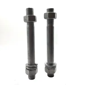 钢DIN938级4.8 5.8 8.8 m8 m10 m12 HDG双端螺栓，带两个螺母和两个弹簧锁紧垫圈