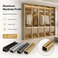 Profils en aluminium sur mesure de la série OEM 6063, surface anodisée et peinte en poudre, profilé en aluminium découpé pour armoire de cuisine