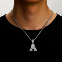 Vente chaude Personnalisé Initiale Nom Lettre En Laiton CZ Baguette Pendentif Collier Perle Bijoux pour Femmes et Hommes pour les Fêtes