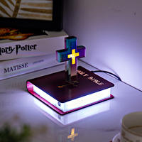 Regalos Novedosos de Tecnología Innovadora Decoración Única para el Hogar Cruz Flotante de Levitación Magnética RGB Giratoria Automática y Colorida