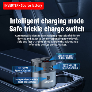 <span class=keywords><strong>Convertisseur</strong></span> de courant pour véhicule à onde sinusoïdale pure <span class=keywords><strong>12V</strong></span> vers 110V <span class=keywords><strong>220V</strong></span> 230V avec charge rapide USB TYPE C PD30W - Product Image 2