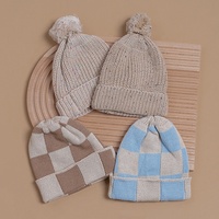 Gorro de punto de algodón puro para bebé recién nacido, personalizado, con pompón, Invierno