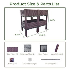 Ensemble de 4 jardinières carrées en plastique surélevées DB pour fleurs et plantes vertes, utilisation intérieure et extérieure - Product Image 6