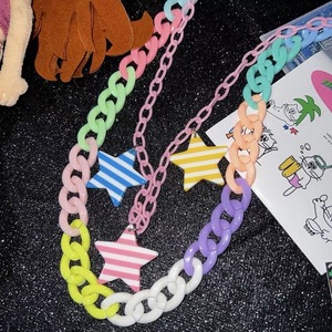 Cadena de cintura Harajuku Yabi de 115 cm con colgante de estrella y gatito de acrílico, cadena corporal unisex de moda para pantalones o como collar. - Product Image 4