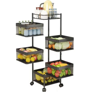Estante giratorio de cocina cuadrado redondo de 5 capas, cesta giratoria, estante de almacenamiento de frutas y verduras, estante de almacenamiento de cocina plegable para suelo - Product Image 3