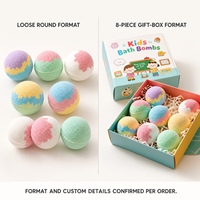 Coffret Cadeau de 8 Bombes de Bain Rondes Colorées pour Enfants, Emballage Thème Scolaire Dessin Animé, OEM, Marque Privée, Vente en Gros