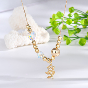 Tian Mao <strong>Tmall</strong> Fashion Women's Stylish 18K Gold-Plated Tricolor Beaded Necklace Butterfly Shape Trendy Stereo Zircon Copper - Product Image 3