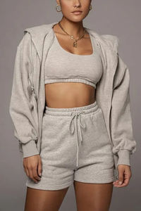 Ensembles Deux Pièces Personnalisables Logo Coton Confortable Été 2025 pour Femmes : Crop Top et <span class=keywords><strong>Short</strong></span> Cycliste à Poches - Product Image 3