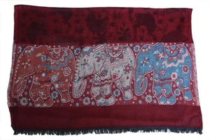 Écharpe en soie indienne traditionnelle, rouge, brodée de fleurs, en satin, pour femmes, châle ethnique décontracté d'hiver - Product Image 2