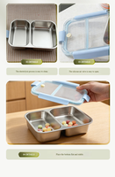 Boîte à lunch thermique sans BPA, compatible micro-ondes, compartiments hermétiques anti-odeurs, couvercle en acier inoxydable - 3 compartiments pour diviser les repas