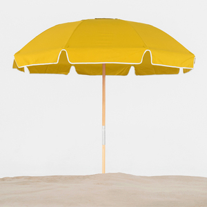 Большой размер футов деревянный шест пляжный зонт ветрозащитный УФ 50 + желтый полосатый зонт для патио с бахромой с вентиляционным отверстием - Product Image 6